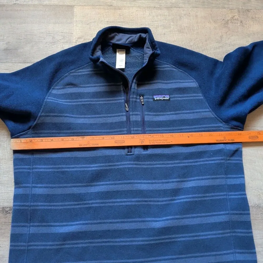 Mens PATAGONIA Blue Striped 1/2 Zip BETTER SWEATER Fleece Pullover Jacket Large